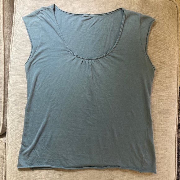 Boutique Cotton Tank Top with cap sleeves and raw hems - Size M/L - Light Blue - Picture 2 of 6